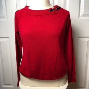 Ralph Lauren Sweater Red with Leather Accent